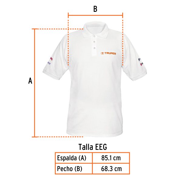 60451 - Playera polo para hombre, blanca, EEG, Truper