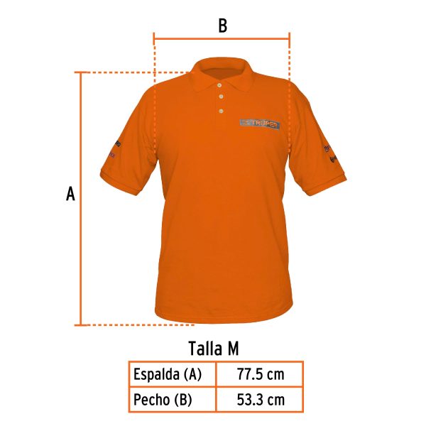 60459 - Playera polo para hombre, naranja, M, Truper