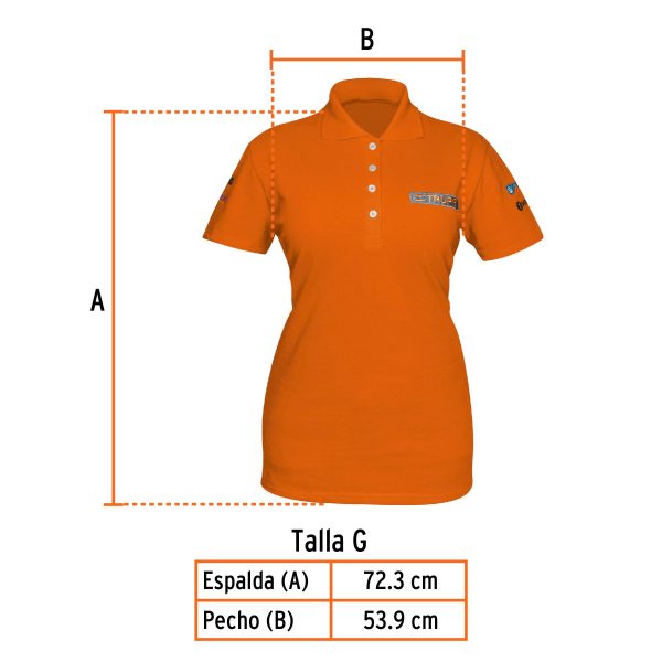 60469 - Playera polo para mujer, naranja, G, Truper