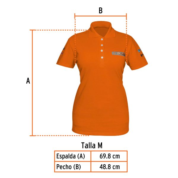 60470 - Playera polo para mujer, naranja, M, Truper