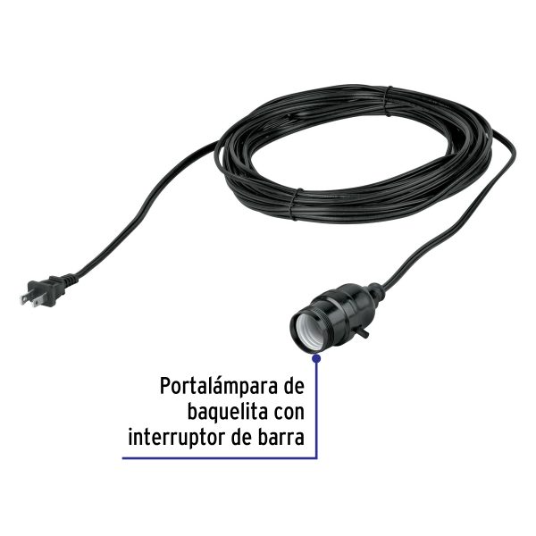 47144 - Portalámparas con cable de 10 m, VOLTECK