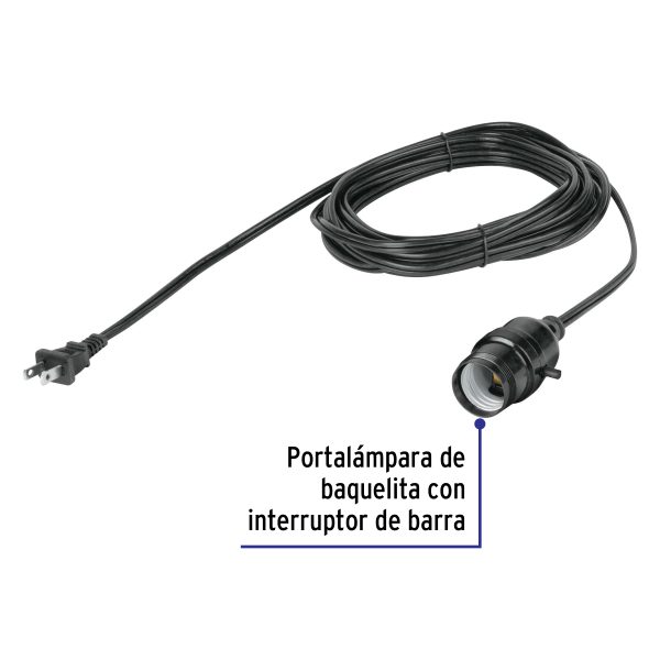 47143 - Portalámparas con cable de 6 m, VOLTECK
