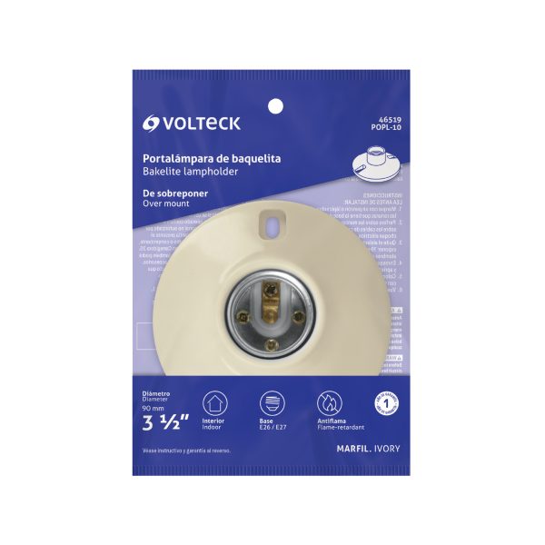 46519 - Portalámpara de baquelita, 3-1/2', Volteck