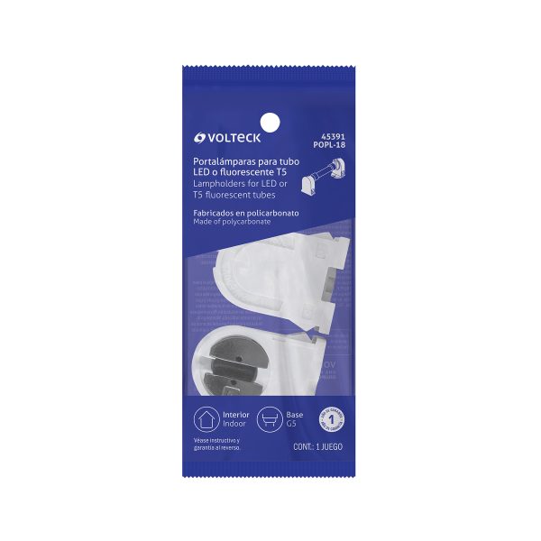 45391 - Bolsa 2 pz portalámparas p/tubo LED y fluorescente, base G5