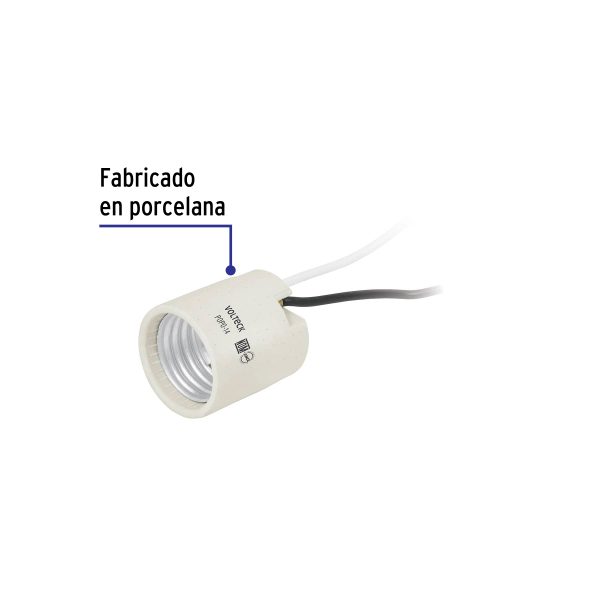 46528 - Portalámpara de porcelana, sencillo, Volteck