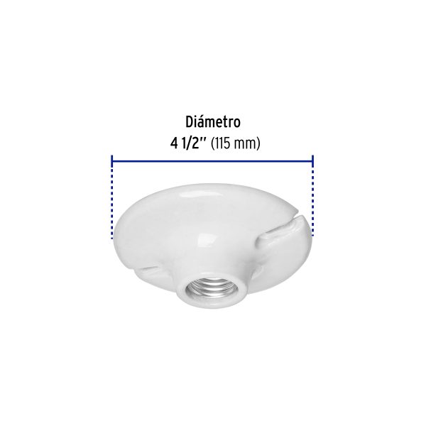 46524 - Portalámpara de porcelana, 4-1/2', redonda, Volteck