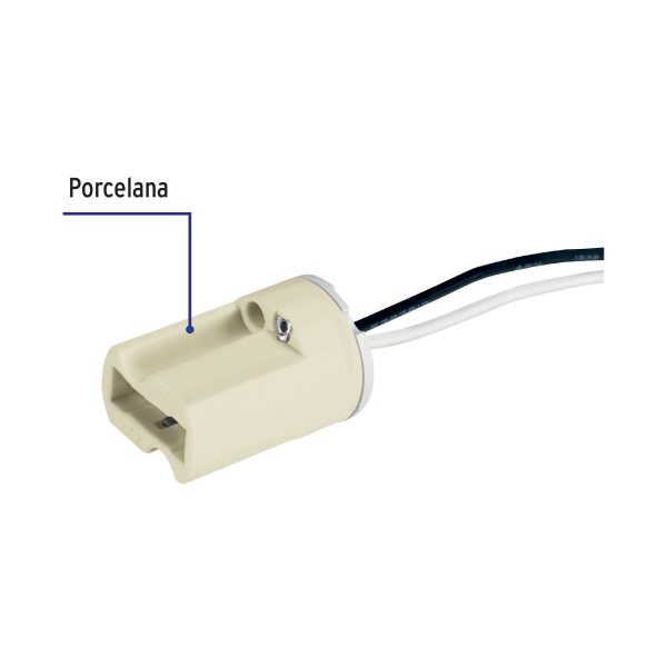 46391 - Portalámpara de porcelana para base G9, Volteck