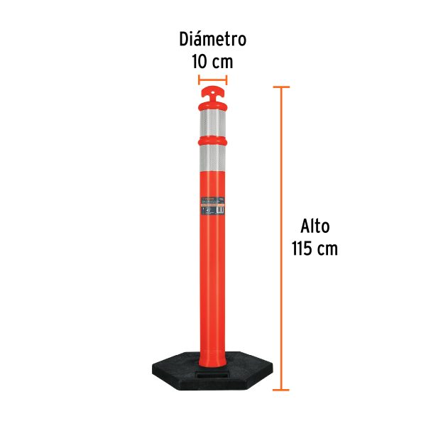 101666 - Poste delimitador de 115 cm de alto con base y reflejante