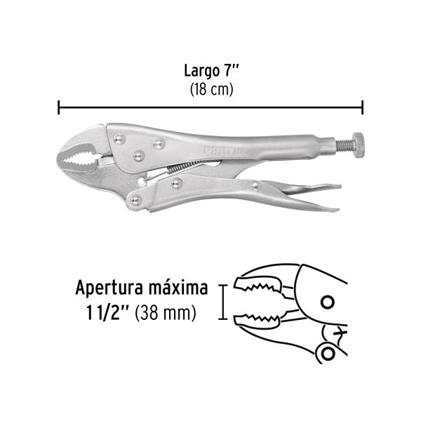 22701 - Pinza de presión 7' mordaza curva, Pretul