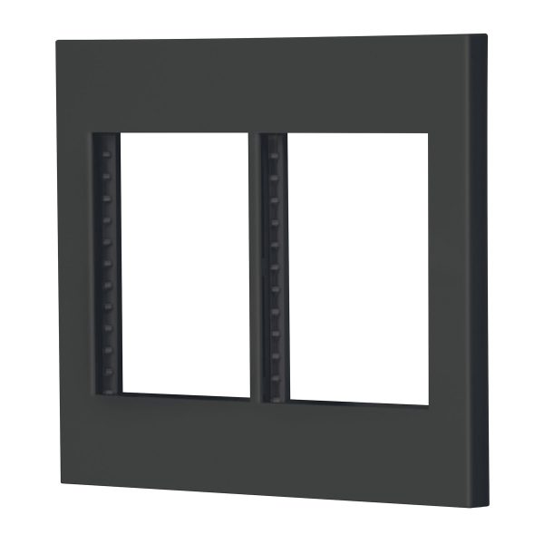 47999 - Placa 2 ventanas, 6 módulos, línea Española, color negro