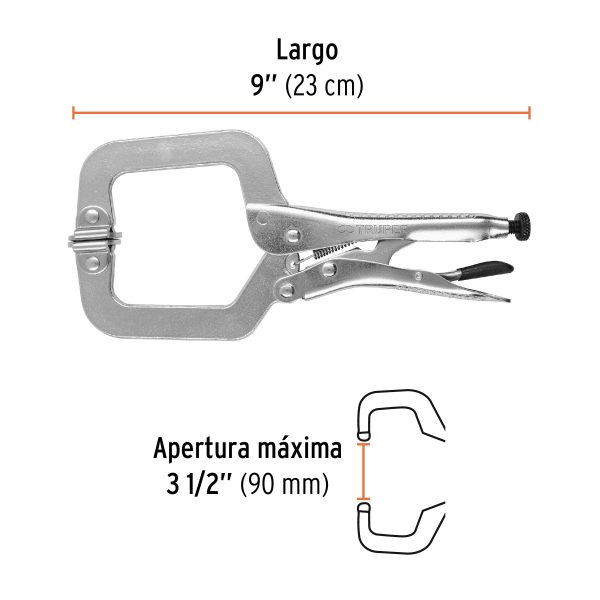 17414 - Pinza de presión 9' tipo 'C' con mordaza autoajustable