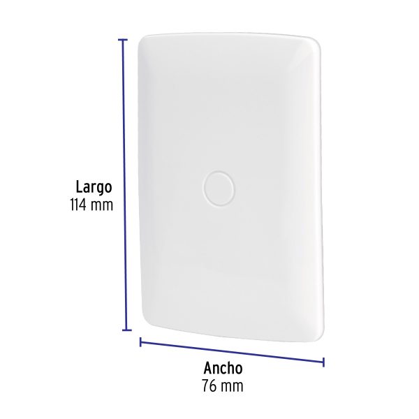 46141 - Placa de ABS, ciega, línea Italiana, color blanco, Volteck