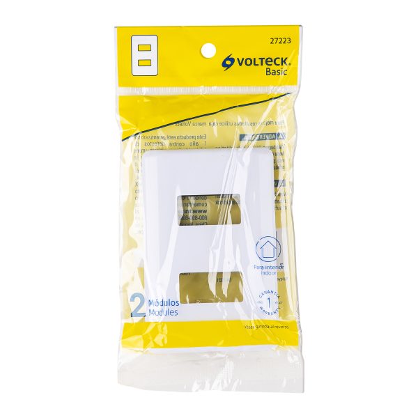 27223 - Placa 2 módulos de ABS, blanca, Volteck Basic