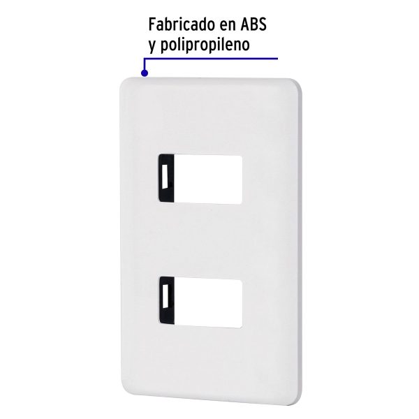 27223 - Placa 2 módulos de ABS, blanca, Volteck Basic