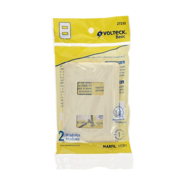 27232 - Placa 2 módulos, marfil, línea Volteck Basic