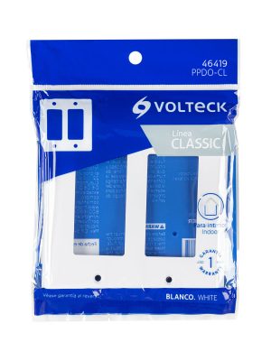46419 - Placa 2 ventanas, de policarbonato, línea Classic, Volteck
