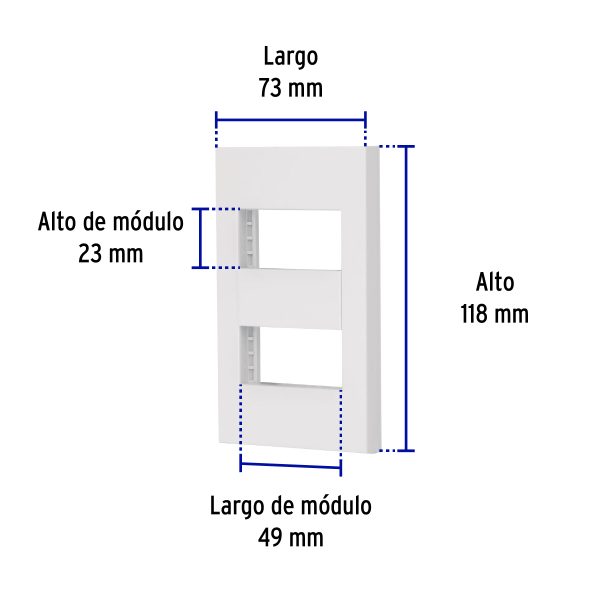 47063 - Placa 2 ventanas, 1 módulo, línea Española, color blanco