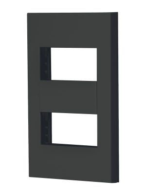 47998 - Placa 2 ventanas, 1 módulo, línea Española, color negro
