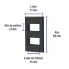 47998 - Placa 2 ventanas, 1 módulo, línea Española, color negro