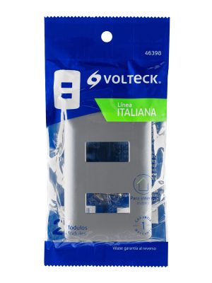 PPDO-IPE1.jpg 46398 - Placa 2 módulos de ABS, línea italiana, color plata, Volteck