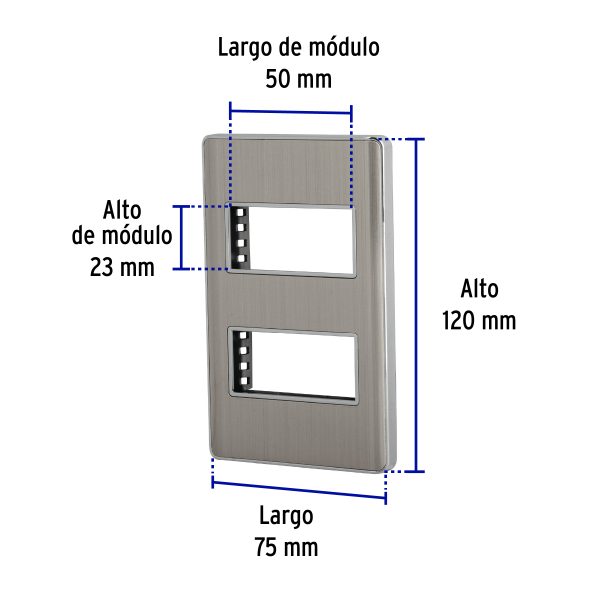 47817 - Placa de acero inox con 2 ventanas 1 módulo, línea Lisboa