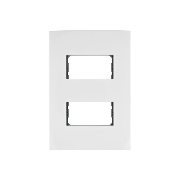 48304 - Placa 2 módulos de ABS, línea Oslo, color blanco, Volteck