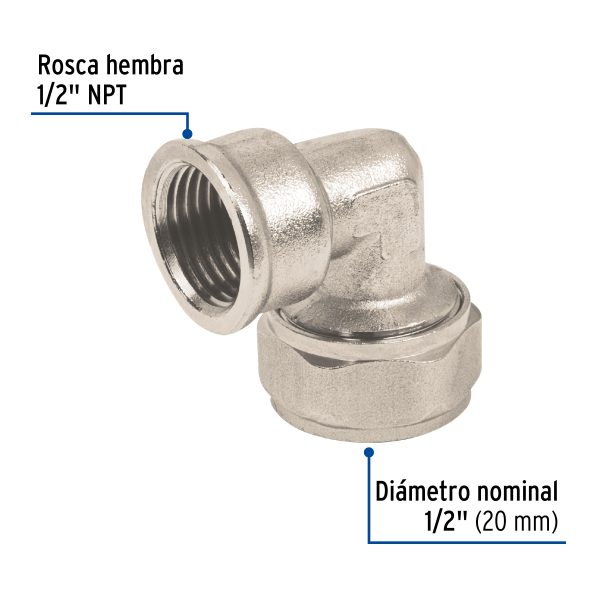 45922 - Codo 90° para PEALPE, 1/2', con rosca hembra, Foset