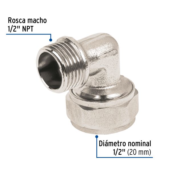 45925 - Codo 90° para PEALPE, 1/2', con rosca macho, Foset