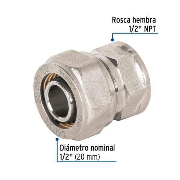 45933 - Conector para PEALPE, 1/2', con rosca hembra, Foset