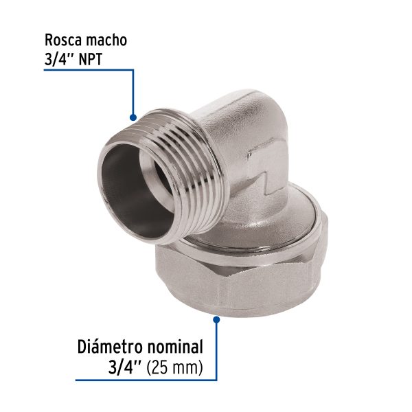 45926 - Codo 90° para PEALPE, 3/4', con rosca macho, Foset
