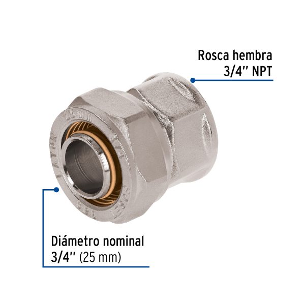 45934 - Conector para PEALPE, 3/4', con rosca hembra, Foset