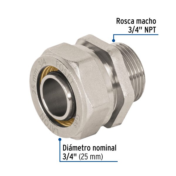 45937 - Conector para PEALPE, 3/4', con rosca macho, Foset