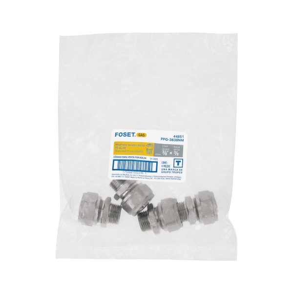 44851 - Conector para PEALPE, 3/8x3/8', con rosca macho, Foset