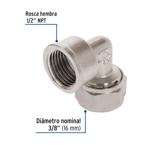 45921 - Codo 90° para PEALPE, 3/8', con rosca hembra, Foset