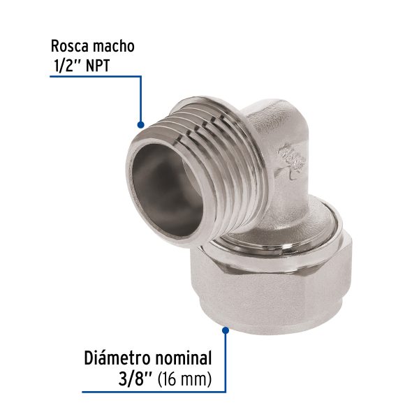 45924 - Codo 90° para PEALPE, 3/8', con rosca macho, Foset