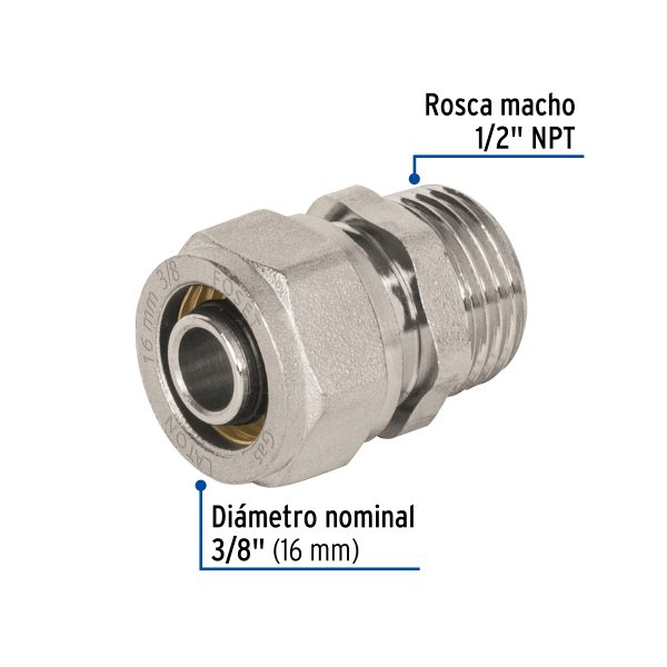 45935 - Conector para PEALPE, 3/8', con rosca macho, Foset