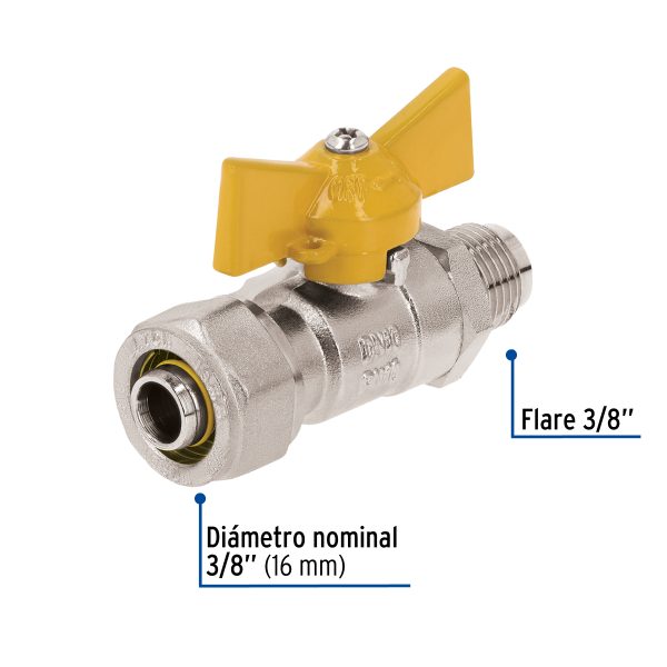 45946 - Válvula esfera para PE-AL-PE, 3/8'a flare 3/8', Foset
