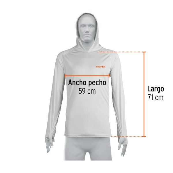 103978 - Playera protección solar,m. larga, c/gorro,hombre,G, TRUPER