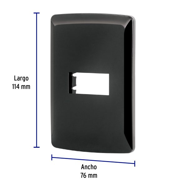 40136 - Placa 1 módulo, Italiana, color negro, Volteck