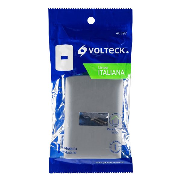 46397 - Placa 1 módulo de ABS, línea italiana, color plata, Volteck