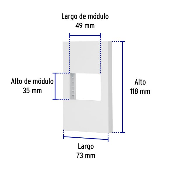47044 - Placa 1 ventana, 1.5 módulos, línea Española, color blanco