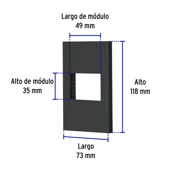47984 - Placa 1 ventana, 1.5 módulos, línea Española, color negro