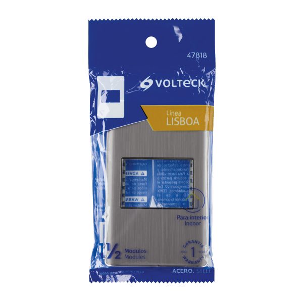 47818 - Placa de acero inox con 1 ventana 1.5 módulos, línea Lisboa