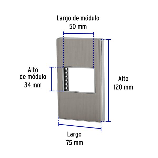 47818 - Placa de acero inox con 1 ventana 1.5 módulos, línea Lisboa