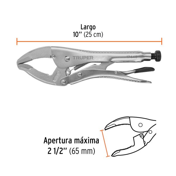 17448 - Pinza de presión 10' apertura amplia, Truper