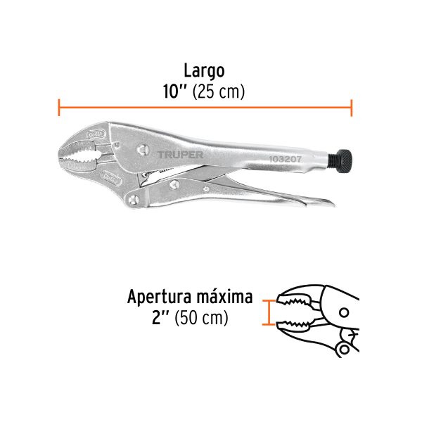 103207 - Pinza de presión 10' mordaza curva, tipo japonés, Truper