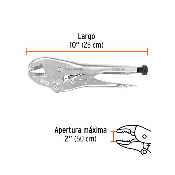 103208 - Pinza de presión 10' mordaza recta, tipo japonés, Truper