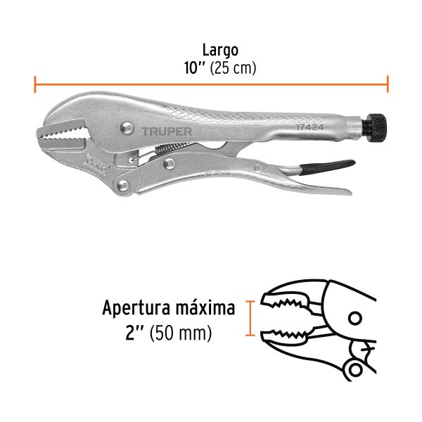 17424 - Pinza de presión 10' mordaza recta, Truper