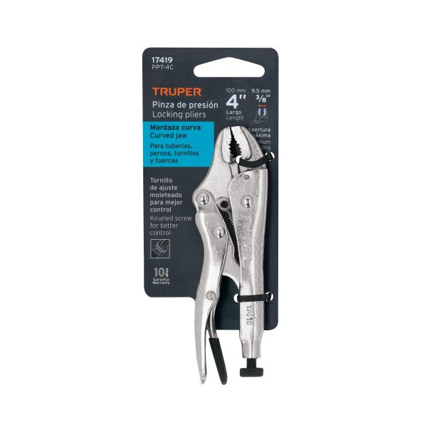 17419 - Pinza de presión 4' mordaza curva, Truper