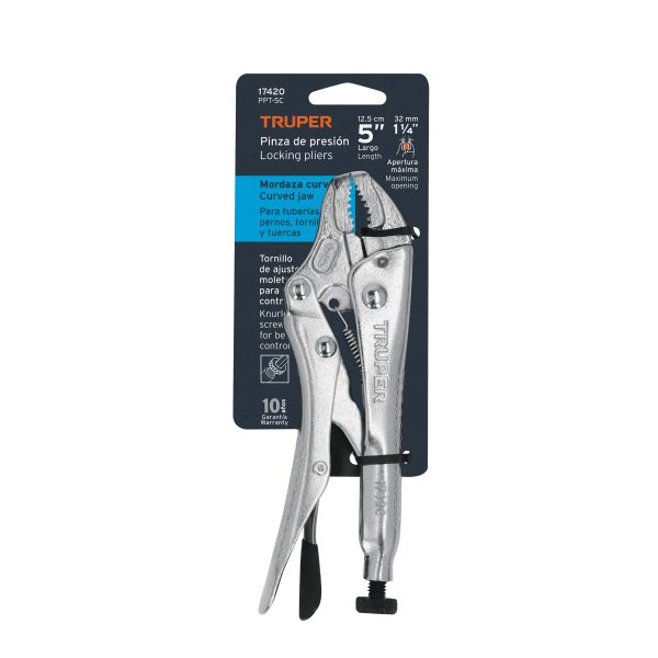 17420 - Pinza de presión 5' mordaza curva, Truper